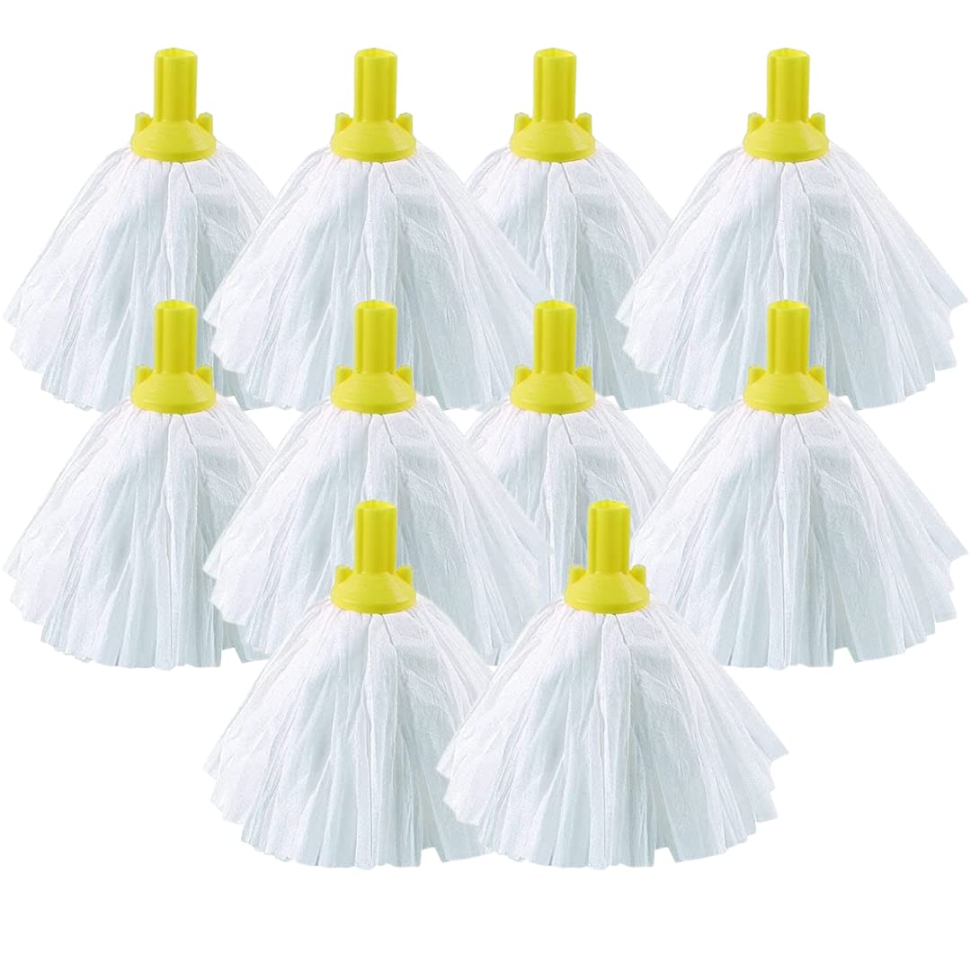 Avern Exel Mop Heads BIG White Push Socket Fit Mop Heads (Pack Of 10) Disposable Super Absorbent Heavy Duty Mops - Colour Coded - Robert Scott (Blue (10 Pack))