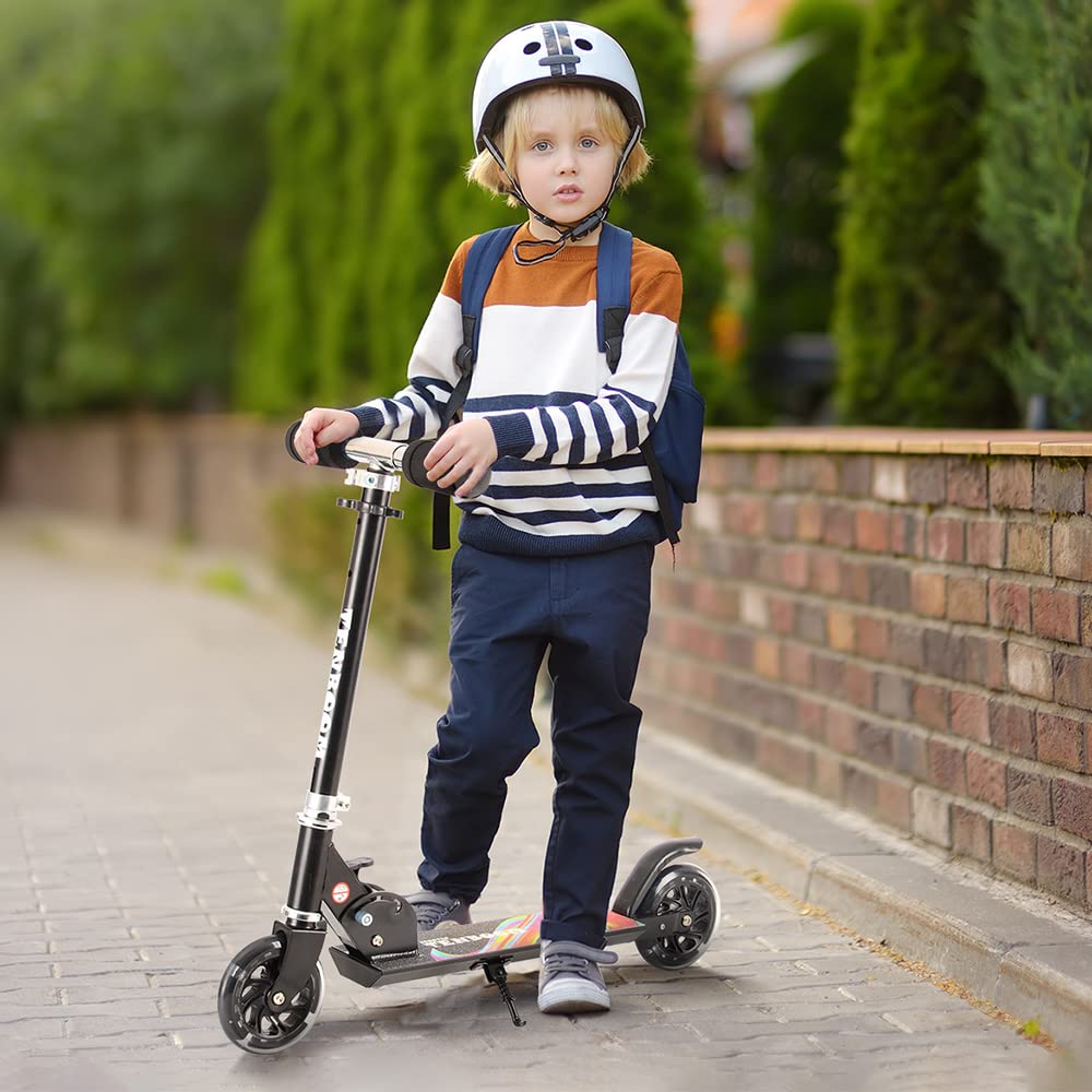 TENBOOM Kids Scooter with LED Light-Up Wheels — Adjustable Height, Aluminium Frame