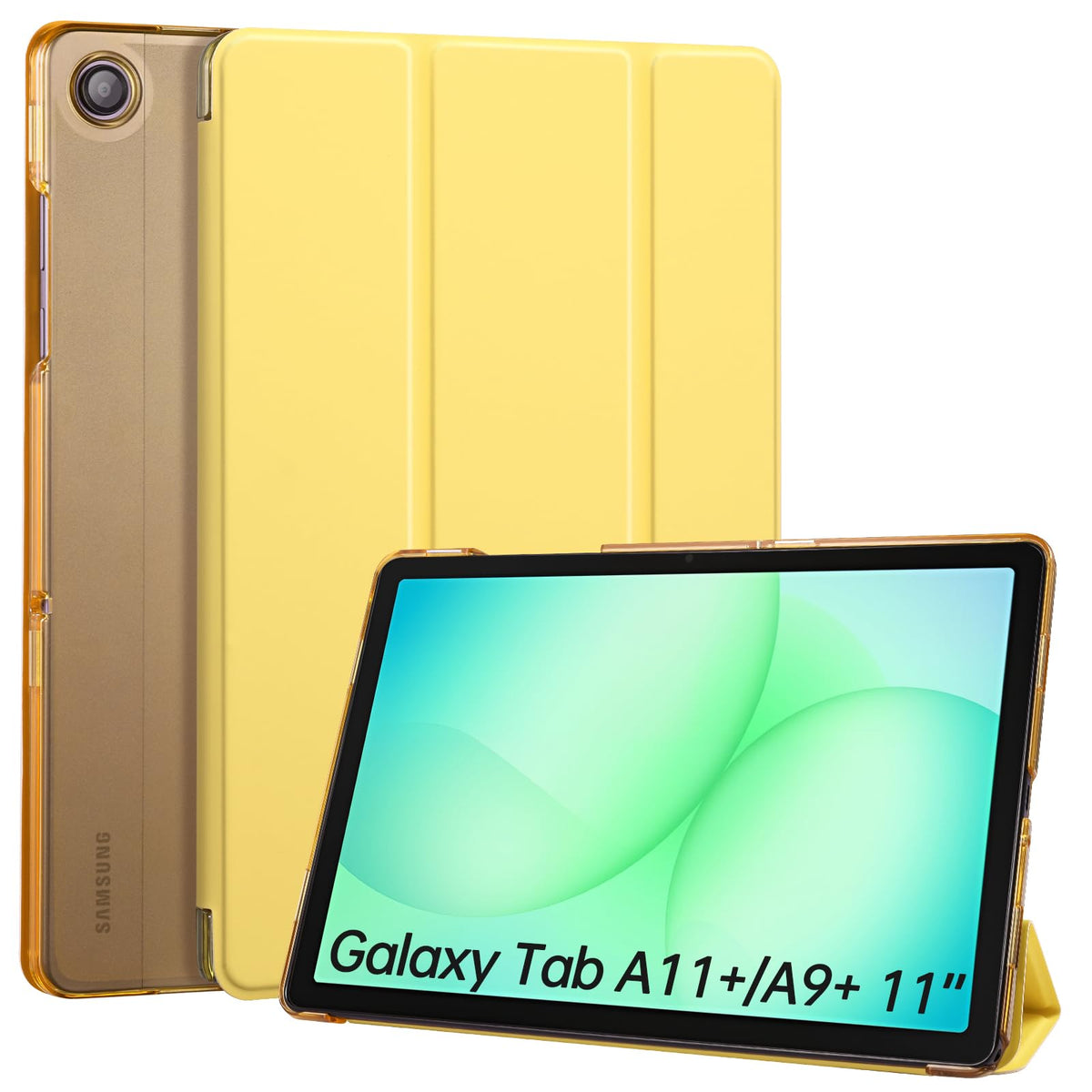 CoBak Case for Samsung Galaxy Tab A11+ Plus 11 Inch 2025/A9+ Plus 2023 - PU Leather Smart Cover with Auto Sleep/Wake for Tab A11+, Translucent Hard Shell, Multi-Viewing Angles, Green Pattern