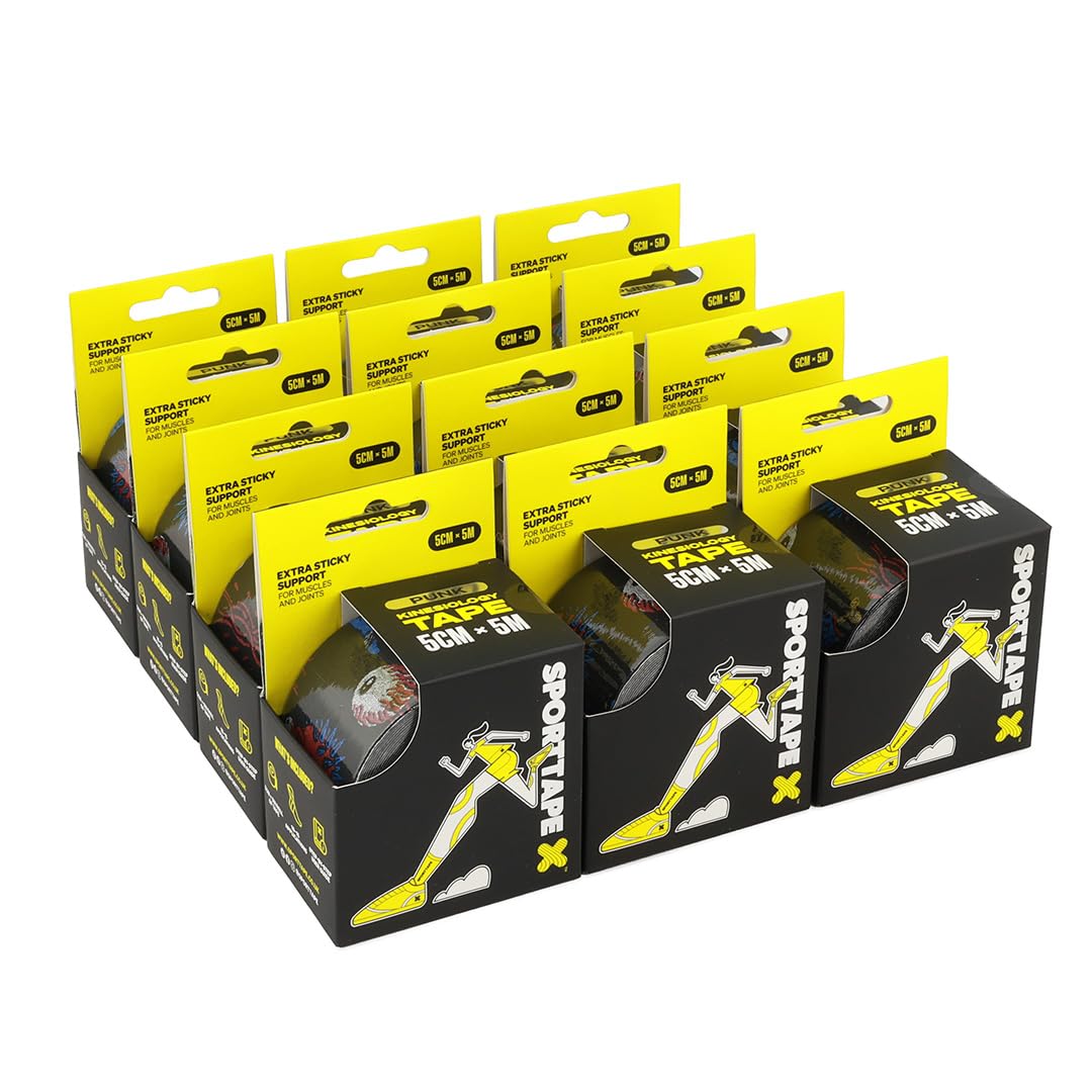 SPORTTAPE Kinesiology Tape, 5cm x 5m, Black - Waterproof, Hypoallergenic