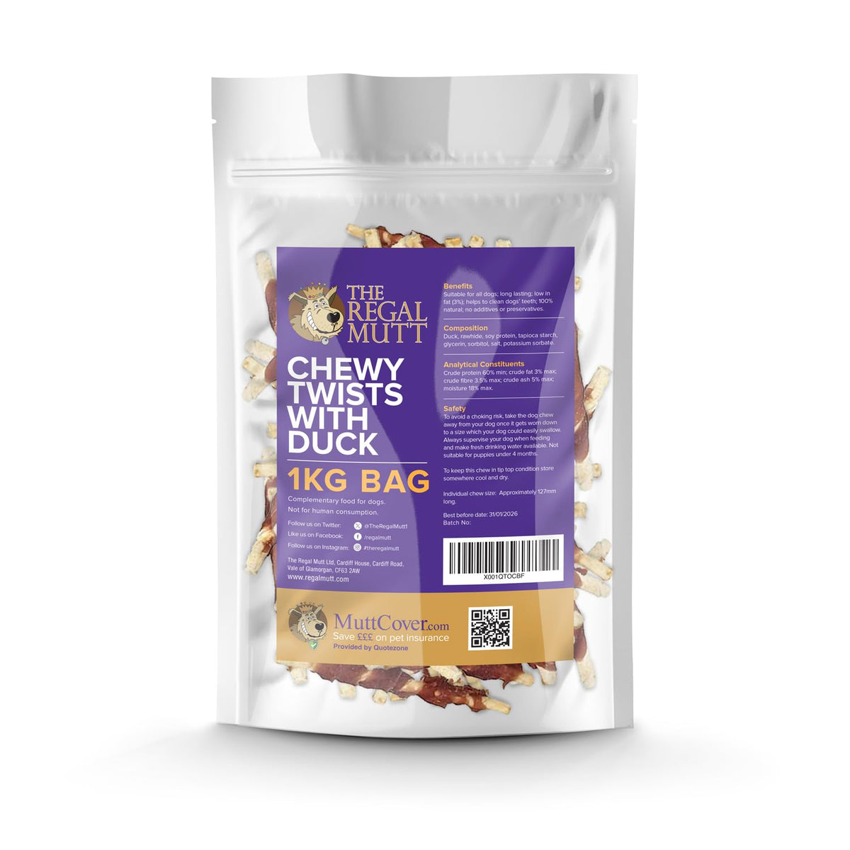 The Regal Mutt - Chewy Twists with Chicken - 1kg Bag