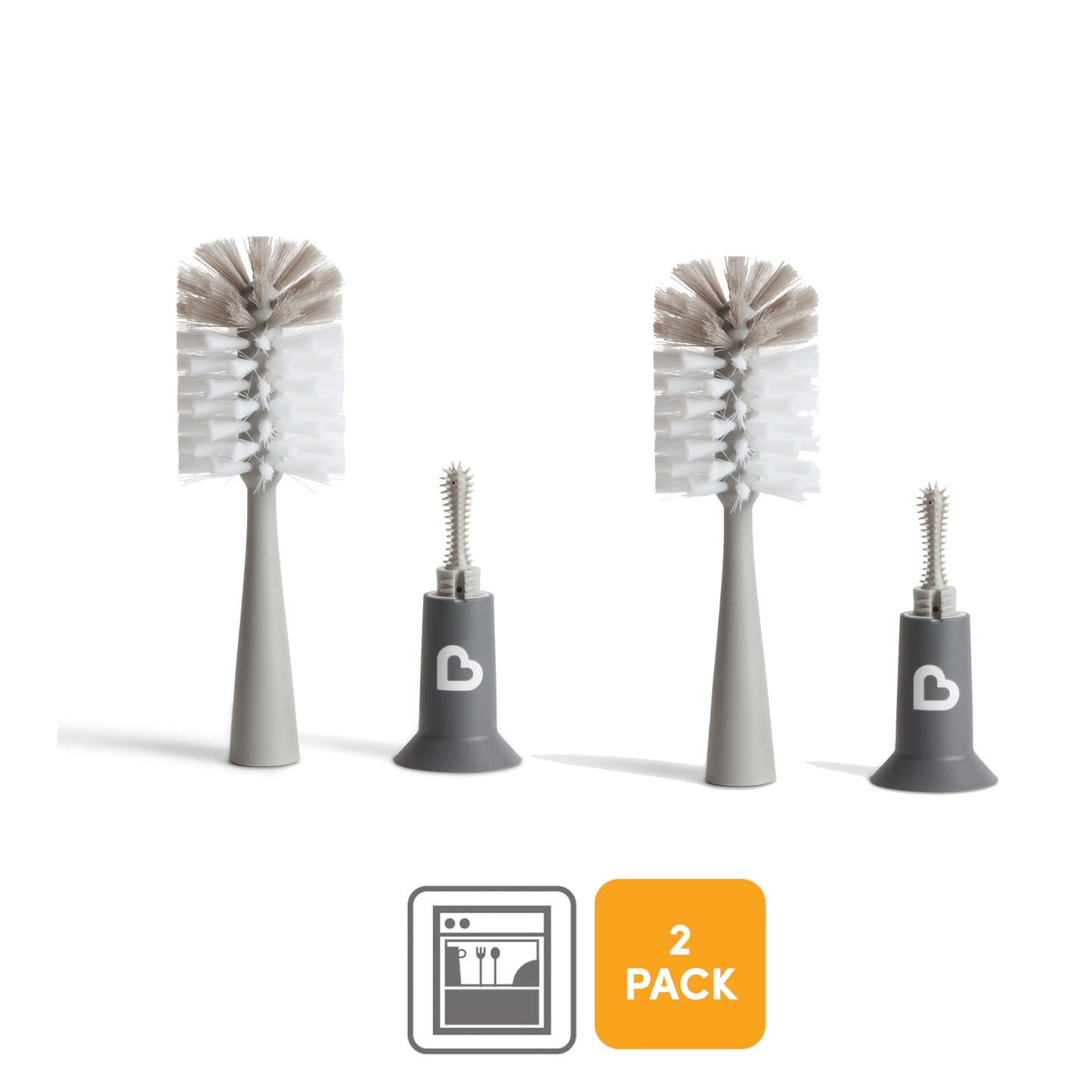 Munchkin Bottle Brush | For Cleaning Baby & Water Bottles with Built In Teat Brush | Freestanding | Dishwasher Safe | Bristle Brush | 1 Pack | Grey