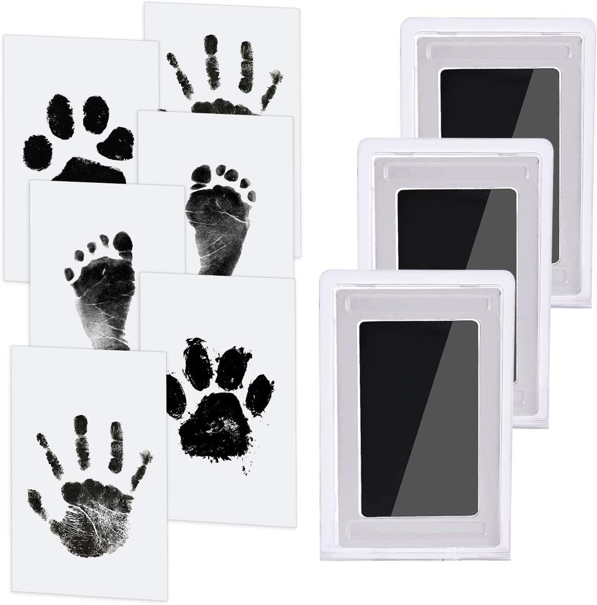 Nabance Baby Hand and Footprint Kit, 3 Inkless Print Pads, 6 Imprint Cards