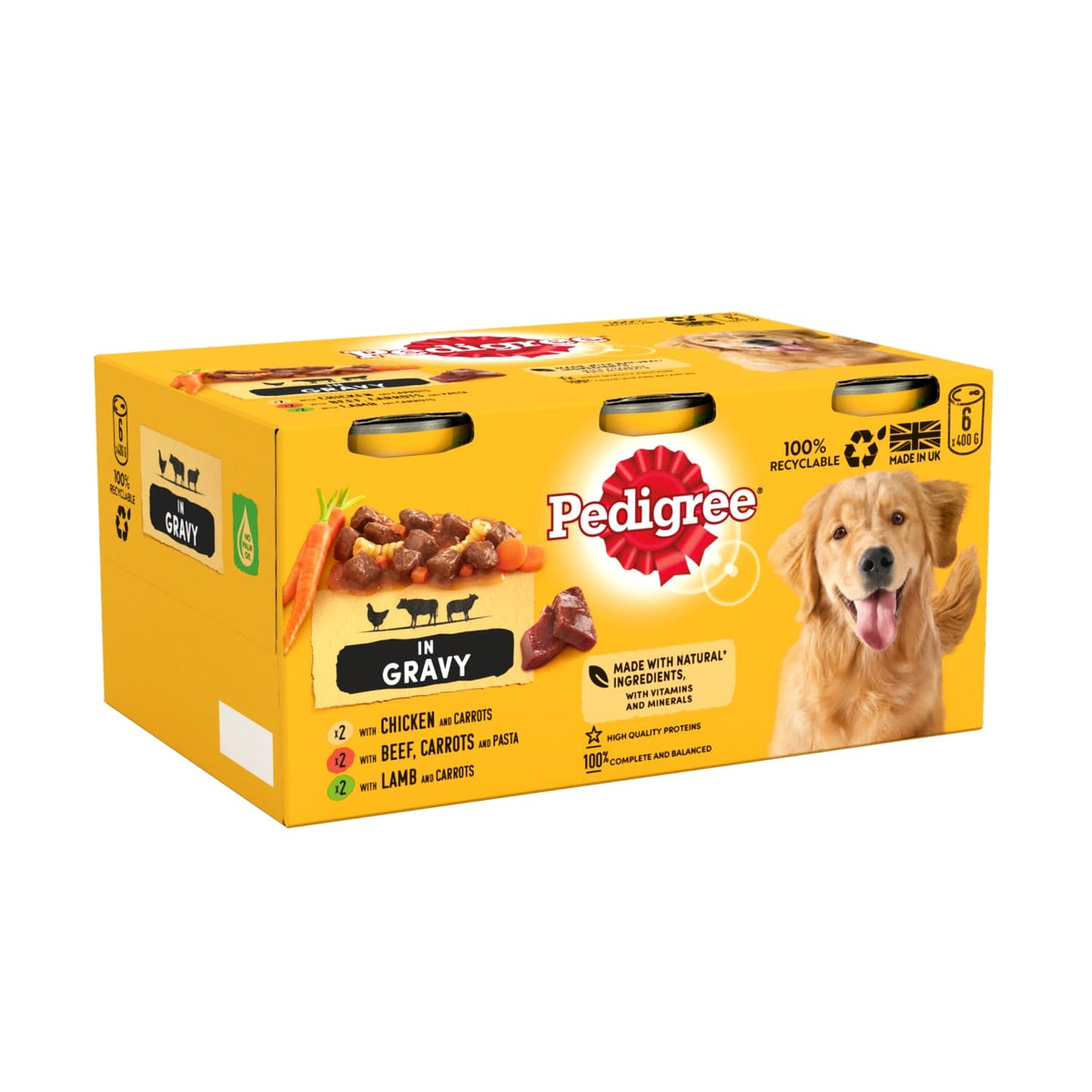 Pedigree Adult Dog Wet Food Can, Mixed Selection Gravy, 12x400g