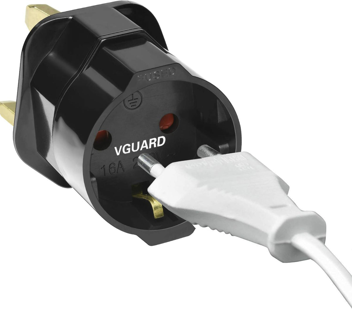 VGUARD European to UK Plug Adapter 2 Pack BS8546 Certified Travel Adapter 2-Pin to 3-Pin, EU Schuko to UK Plug with 13A Fuse for Europe French Spanish German Turkish to UK Socket - Black