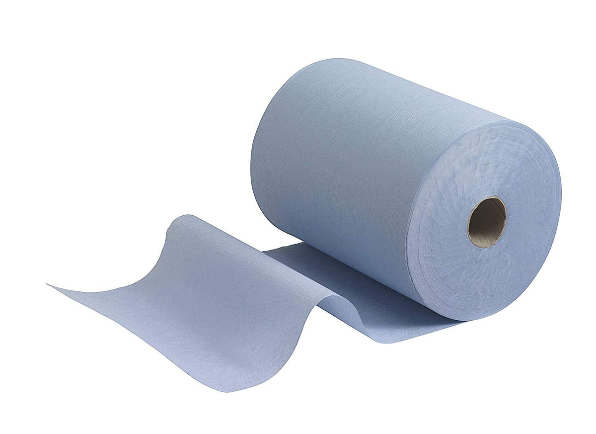 TPZ Centre Feed Paper Rolls Blue, 2 Ply Embossed Wipers, 6 Rolls, 480m Each