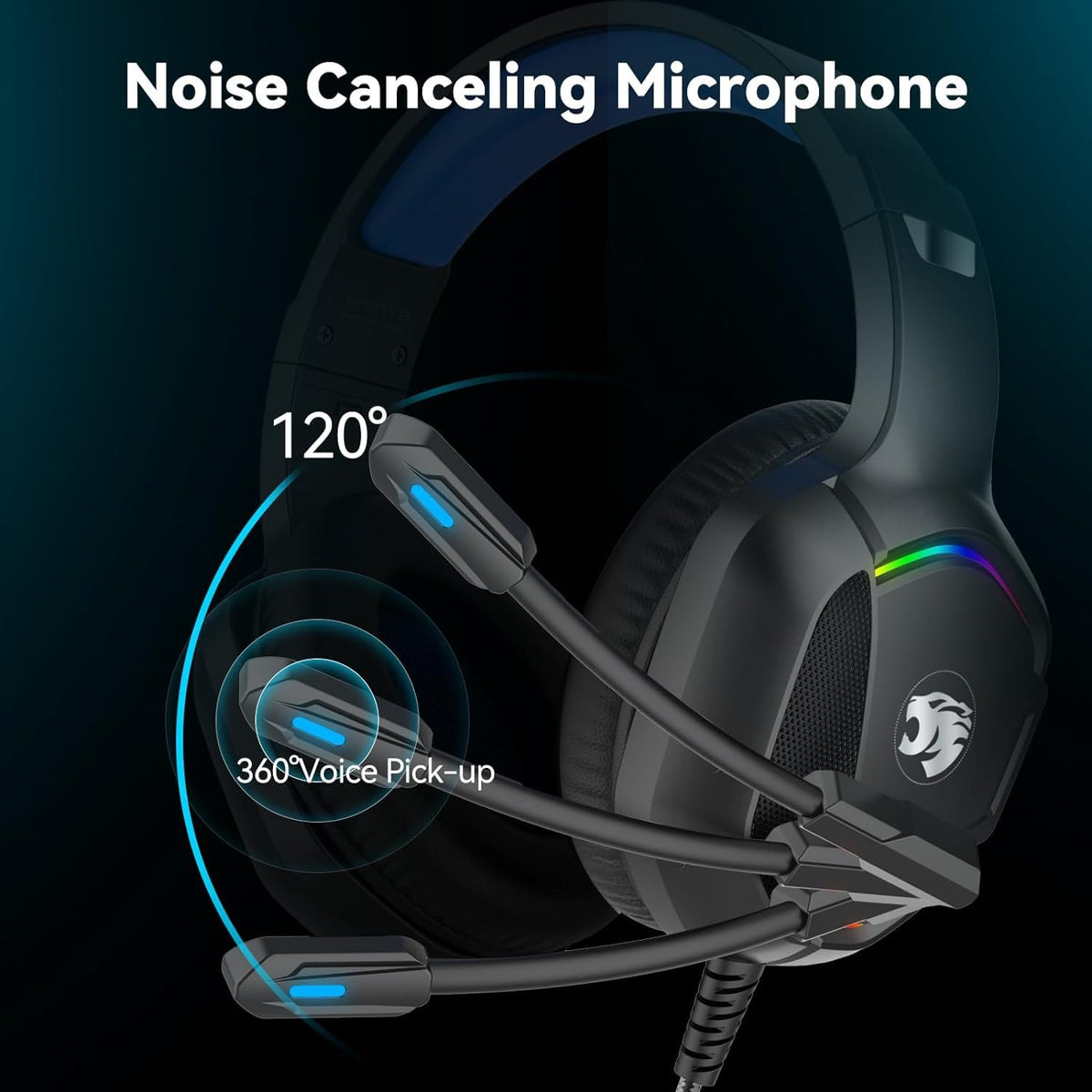 IMYB Gaming Headset with Microphone for Pc, Xbox One Series X/s, Ps4, Ps5, Stereo Wired Noise Cancelling Over-Ear Headphones with Mic, RGB, for Computer, Laptop, Mac, Gamer (White)
