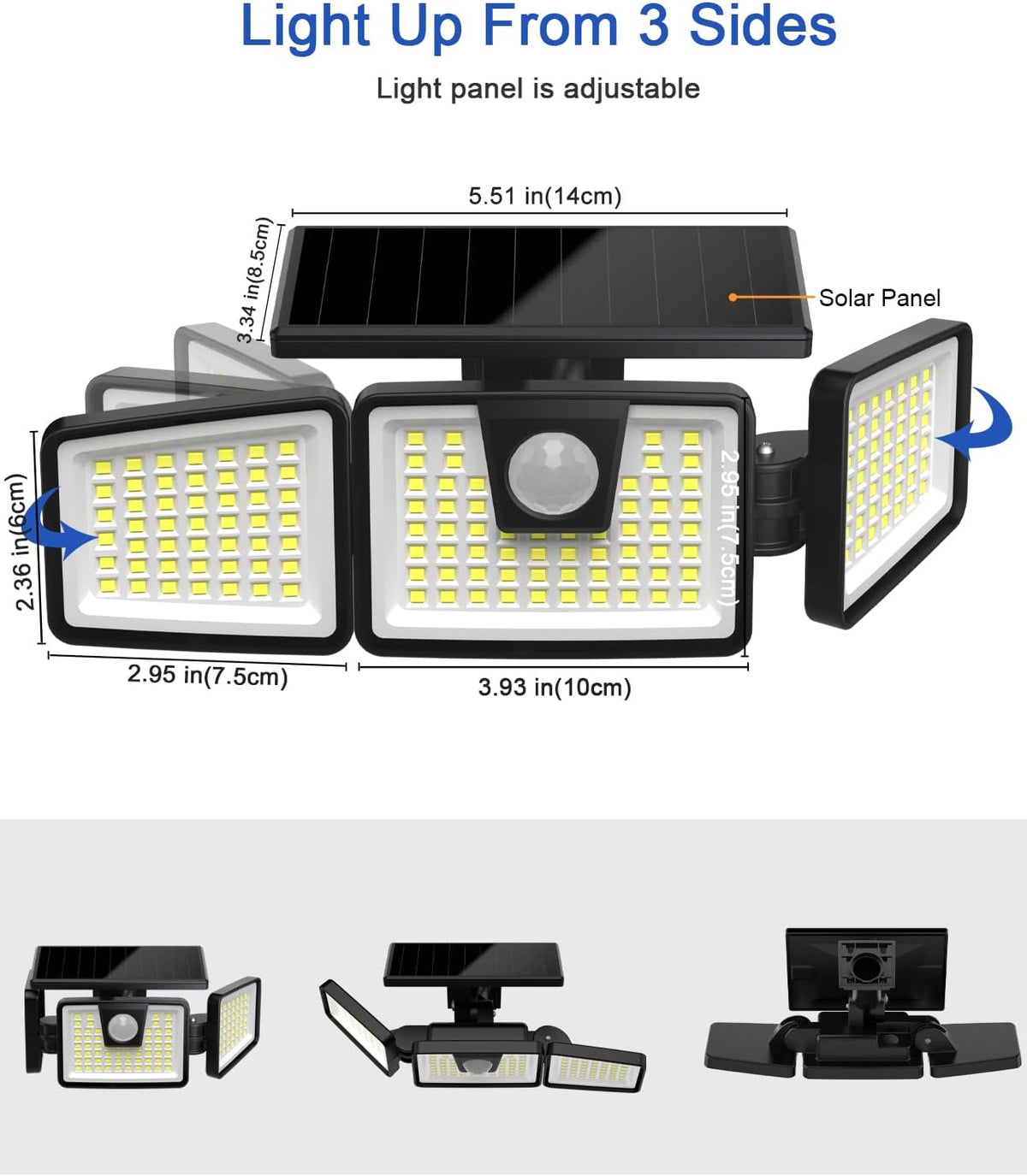 AIXPI 156LED Solar Security Lights - Outdoor, Motion Sensor, 270 Wide Angle, IP65 Waterproof, for Front Door, Yard, Garage, Garden (2 Pack)