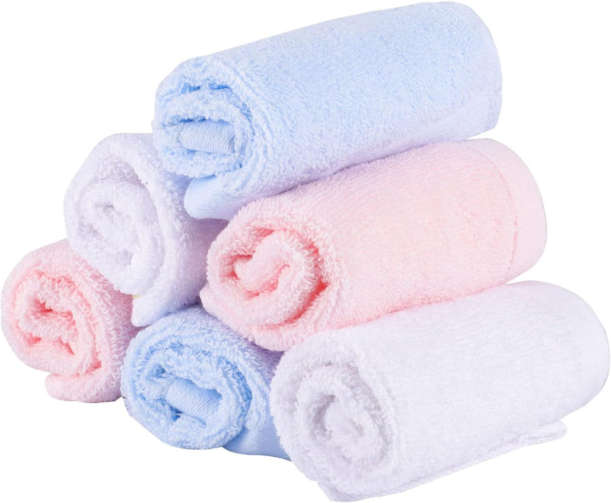 Lanjue 6 Pack Cotton Face Cloths, Flannel Washcloths, 20x20CM, Multicolored