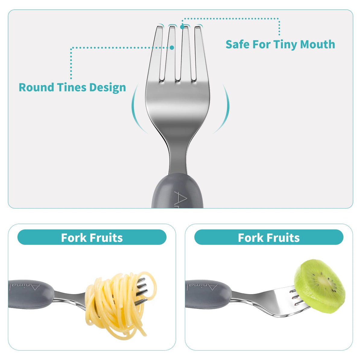 Lehoo Castle Stainless Steel Toddler Cutlery Set, 6-Piece Dinosaur Design