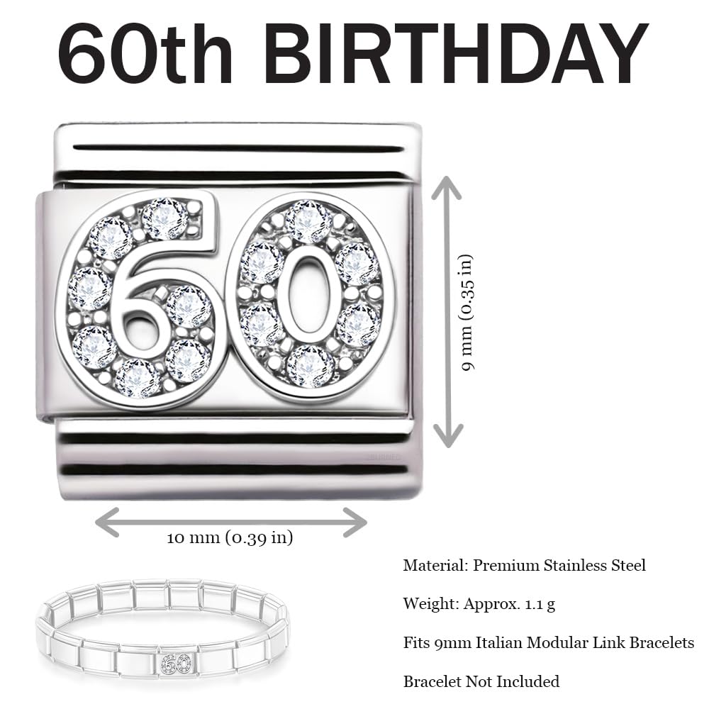 Italian Charm Link Number Birthday Milestones fit 9mm bracelet