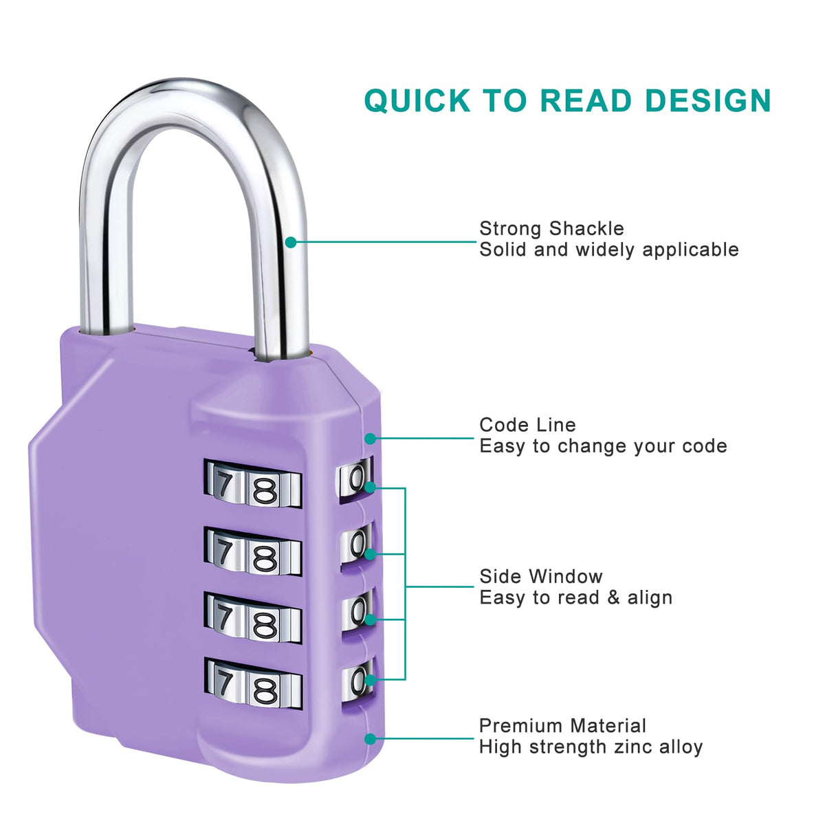 ZHEGE Combination Padlock, 4 Digit Coded Padlock (Sky Blue)