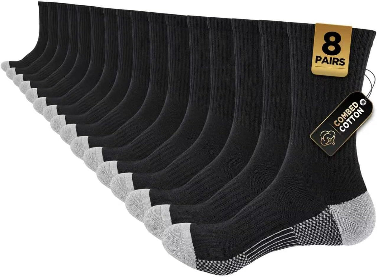 Cirorld Mens Sports Socks, 6/8 Pairs Work Boot Socks for Men & Women