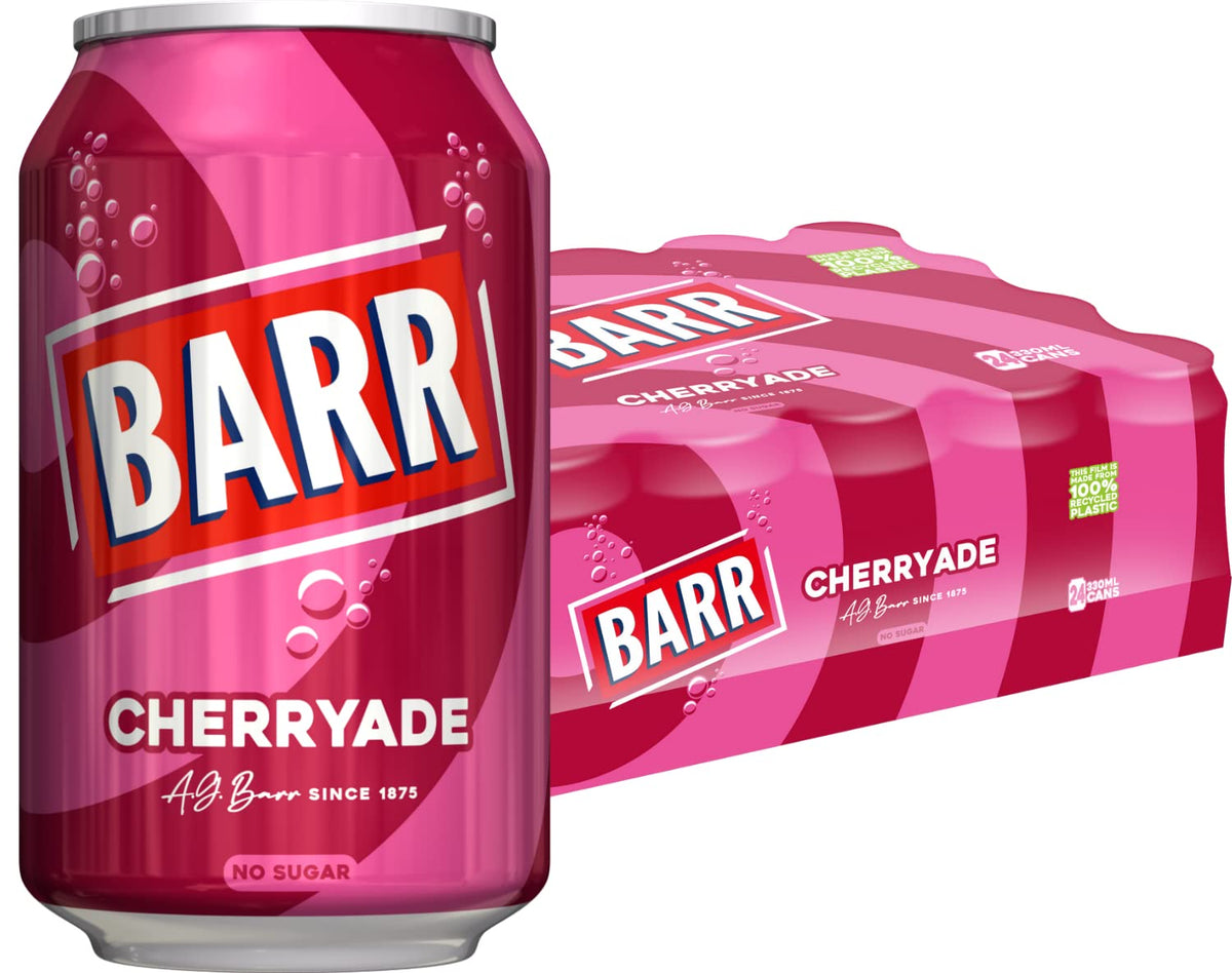 Barr Cream Soda Zero Sugar Sparkling Soft Drink, 24 Pack, 330ml Cans