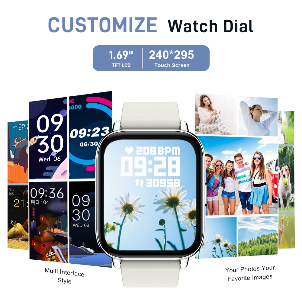 Motast Smart Watch, Fitness Tracker 1.69'' HD for Men Women, Step Counter