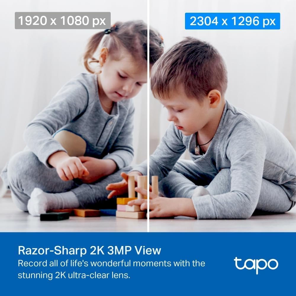 Tapo TP-Link 2K Pan Tilt Security Camera for Baby Monitor, Dog Camera w/Motion Detection, 2-Way Audio Siren, Night Vision, Cloud &SD Card Storage (Up to 256 GB), Works with Alexa & Google Home (C210)