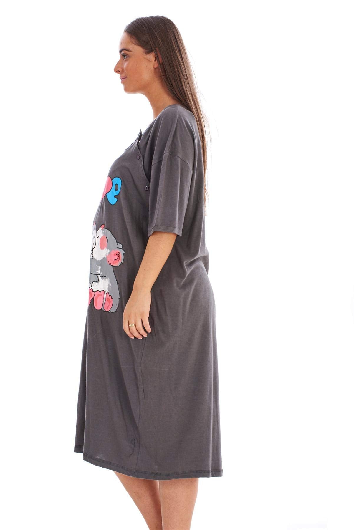 Malay Ladies Maternity Nursing Nightdress 100% Cotton Motif Print Breast Buttons Labor