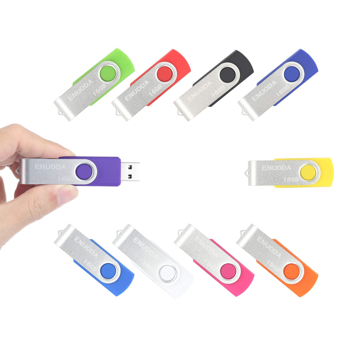 ENUODA Memory Stick 128GB USB 2.0 Flash Drives Swivel Design Storage Thumb Drive Pen Drive (Black)