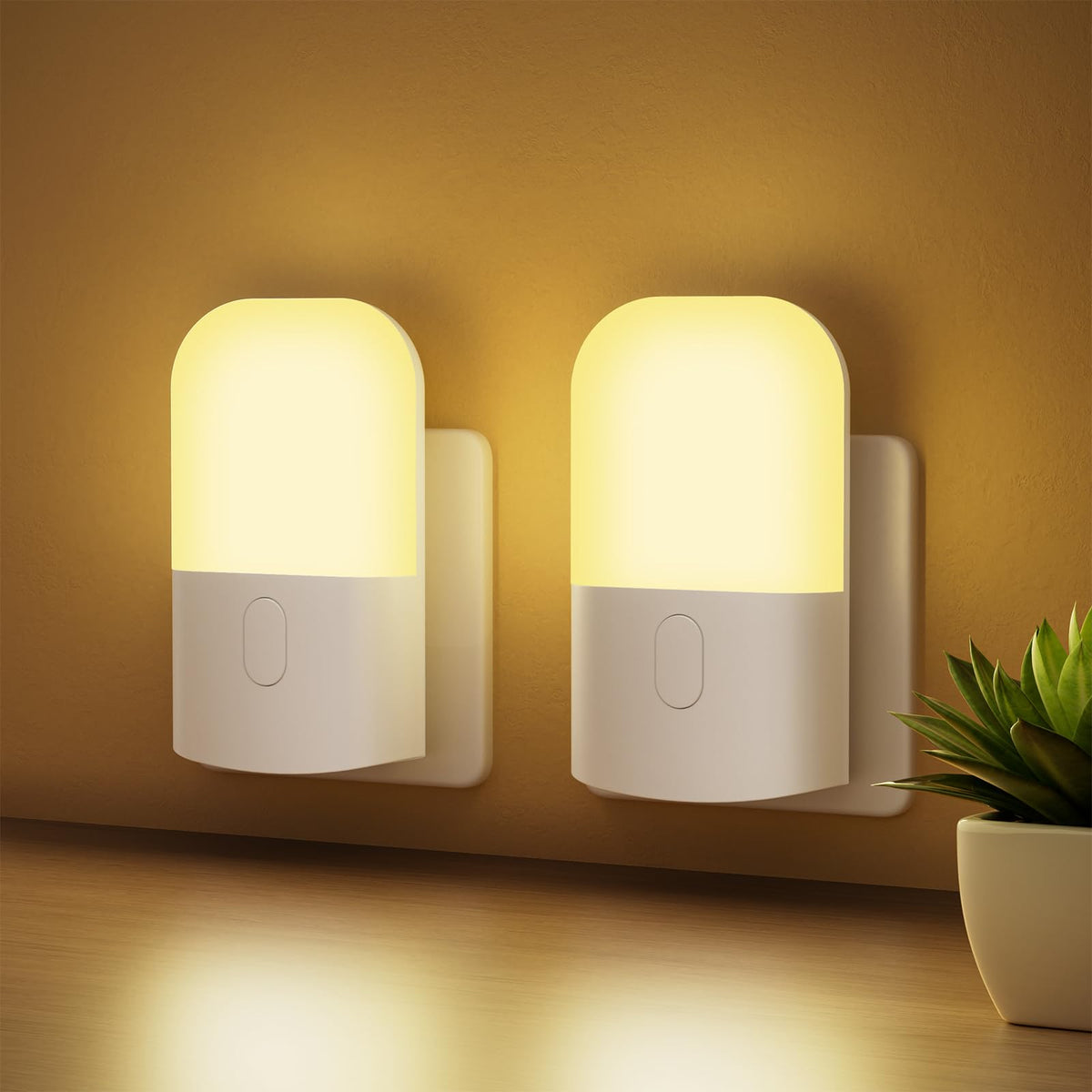 GRIFEMA Plug in Night Light with Dusk to Dawn Photocell Sensor, White