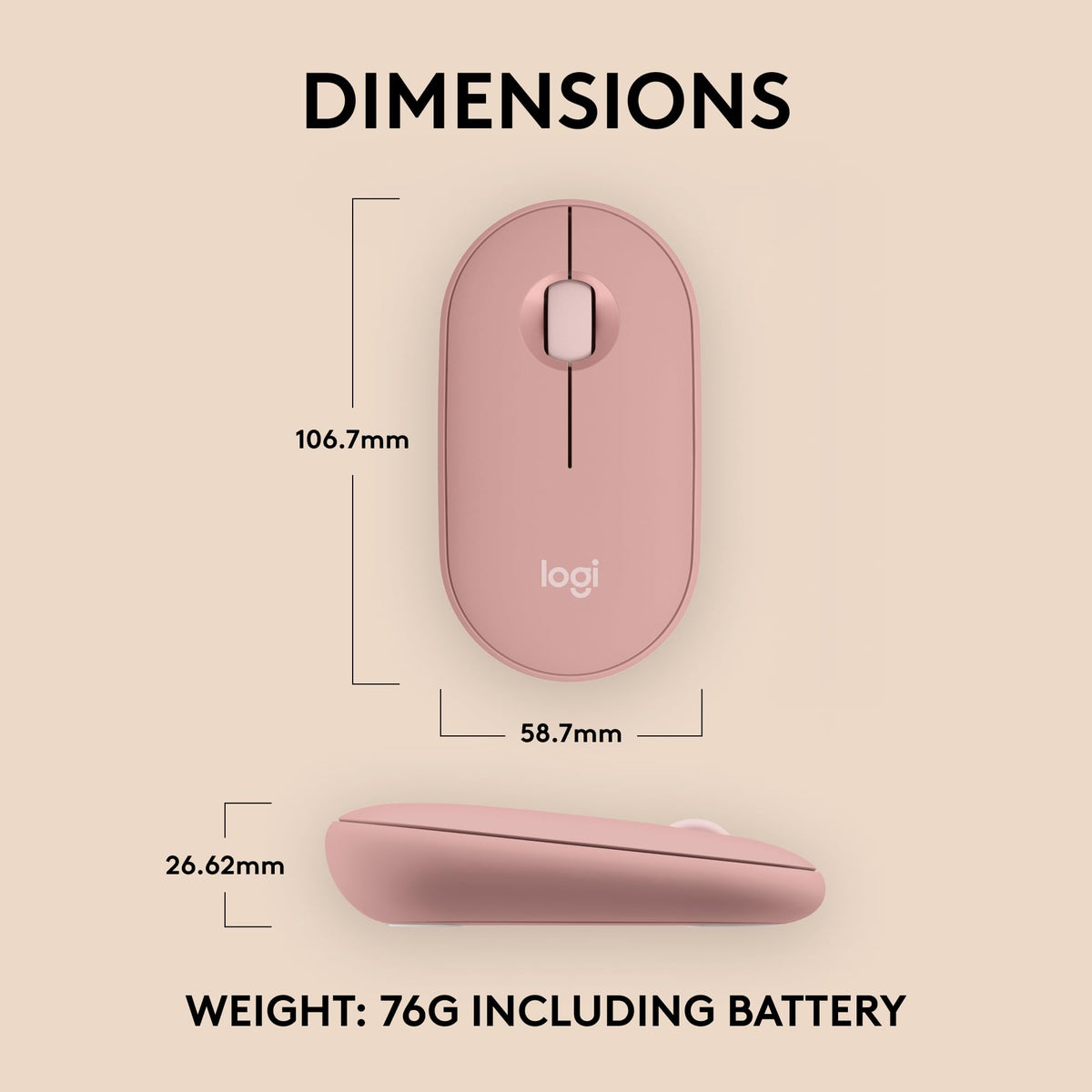 Logitech Pebble Mouse 2 M350s Slim Bluetooth Wireless Mouse