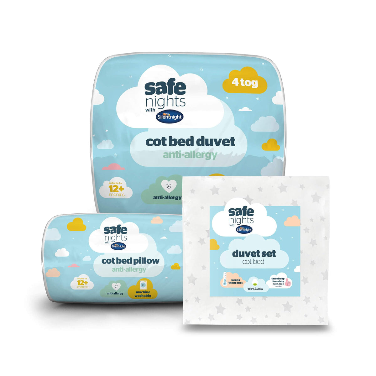 Silentnight Safe Nights Cot Bed Duvet 4 Tog – Anti Allergy Lightweight Soft Snug Nursery Quilt for Children, Kids, Toddlers – Hypoallergenic and Machine Washable – 150x120cm