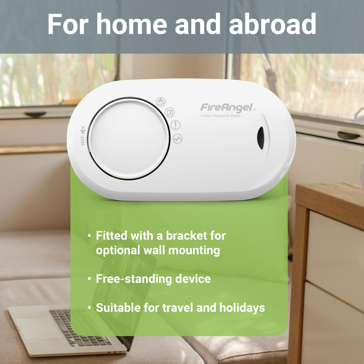FireAngel FA3820 Portable Carbon Monoxide Detector/Alarm, 10 Year Battery