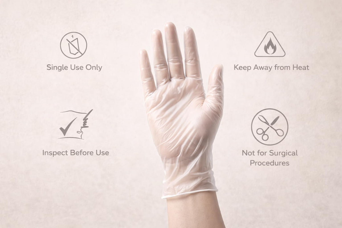 1ABOVE 100 Clear Vinyl Gloves Medium Latex-Free Powder-Free