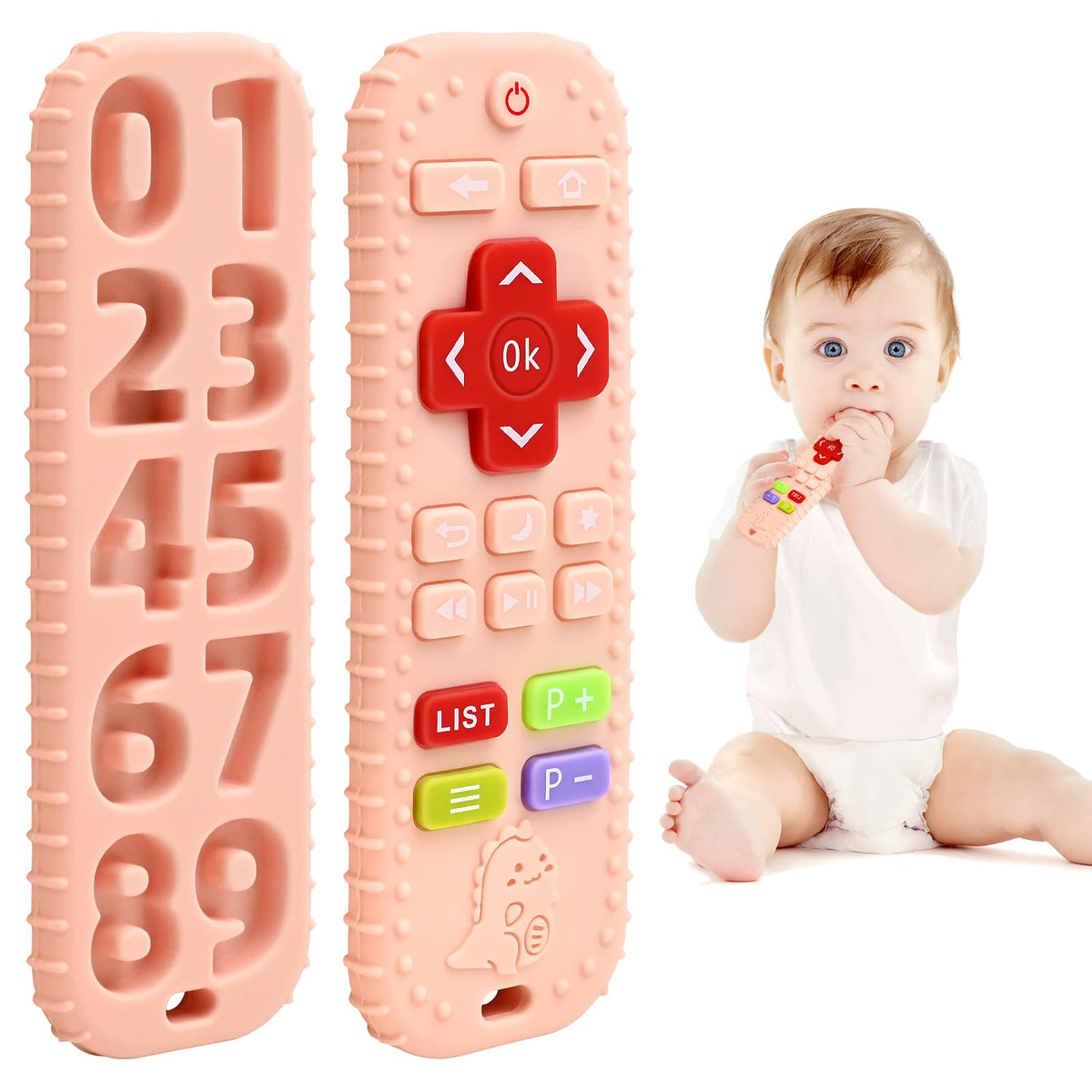 AiTuiTui Baby Teether for Teething Relief Baby Toys 0 3 6 9 12 Months, Sensory Silicone Remote Control Baby Teether Toy for Babies Newborn Infant Boy Girl Autism Toys for Baby Gifts