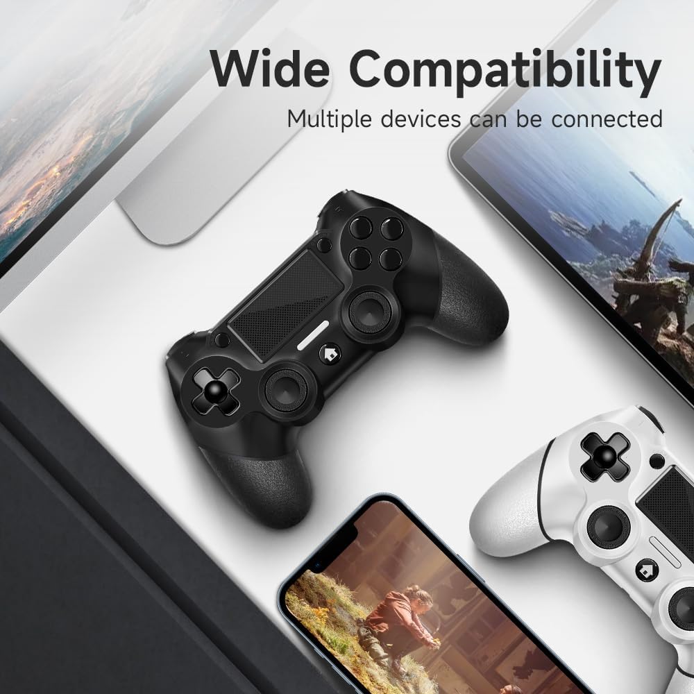 AceGamer 2 Pack Wireless Controller for PS4，Game Controller for PS4/Pro/Slim/PC，Gamepad Joystick with Turbo/Back Button/Dual Vibration/6-Axis Gyro Sensor/Touch Panel (Black and White)