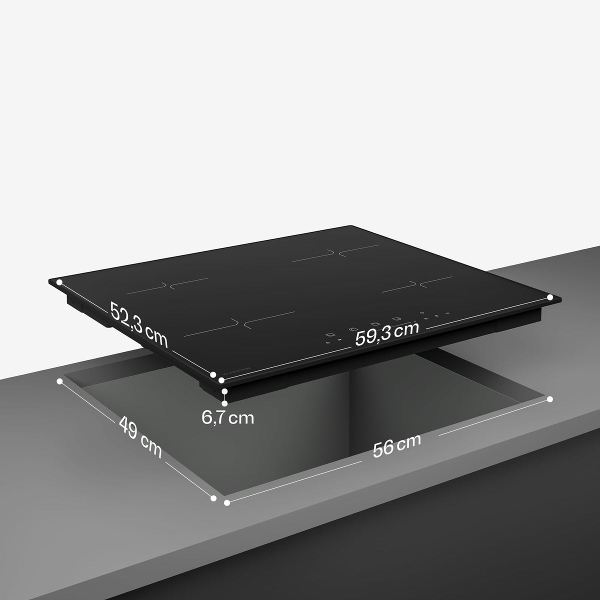 Klarstein Velaire Induction Hob 90 cm – 5 Zone Cooktop 7200W, Touch Slider, 9 Power Levels, 2 Flex Zones, Residual Heat Indicator