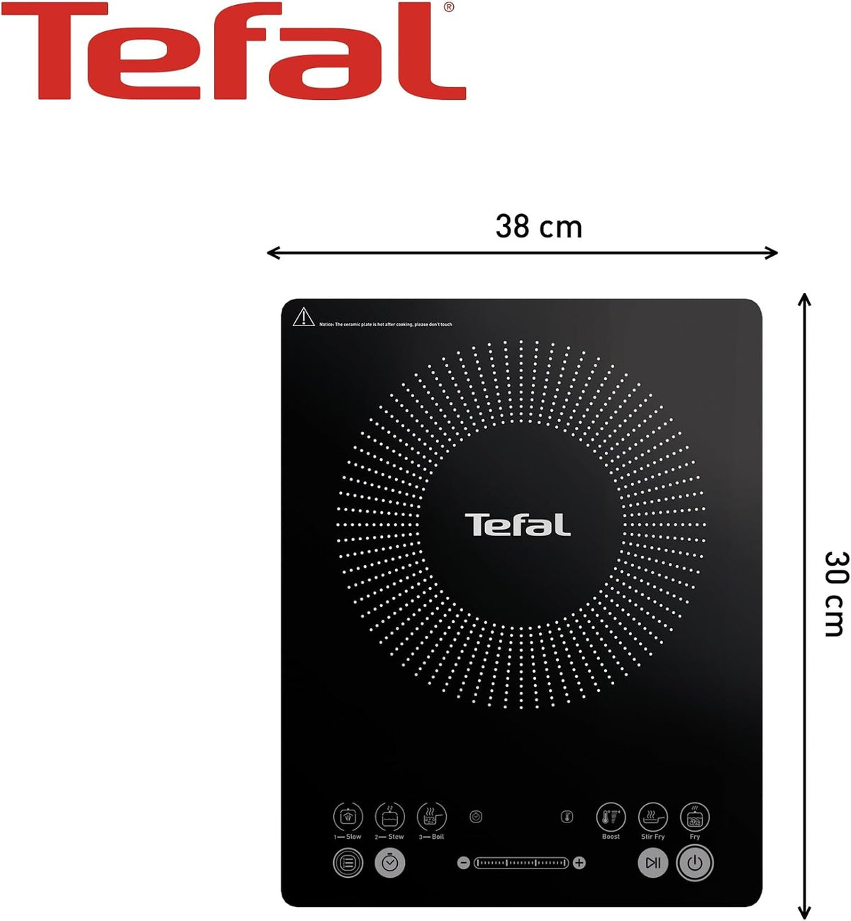 Tefal Slim Portable Induction Hob, 2100W, 6 Functions, Compact, Black