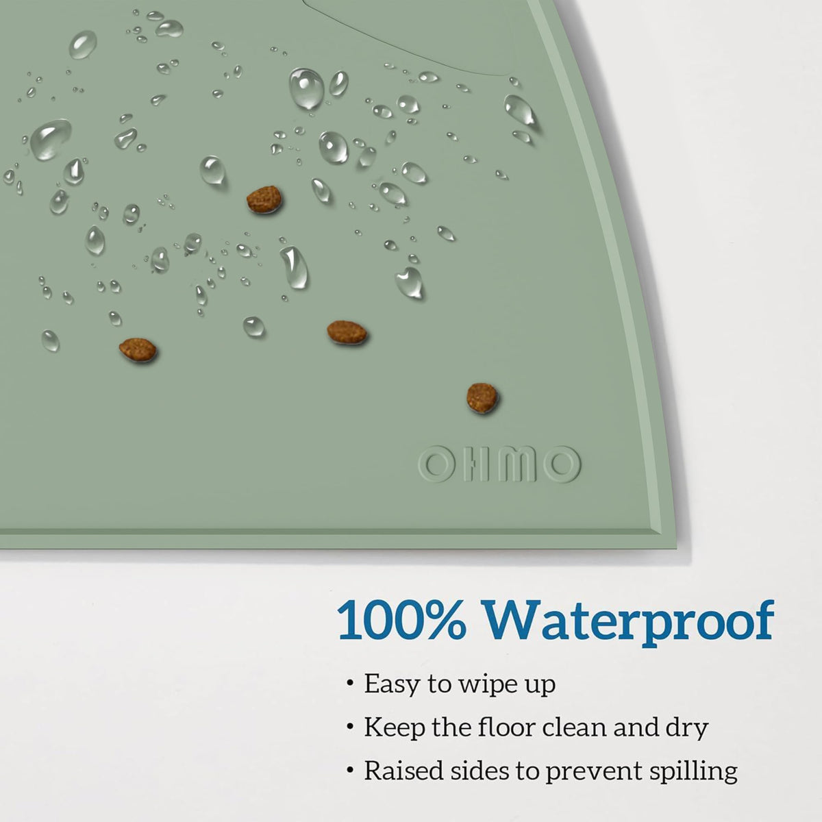 OHMO Silicone Cat Food Mat for Food&Water Bowls, 46x25cm, Camo Green