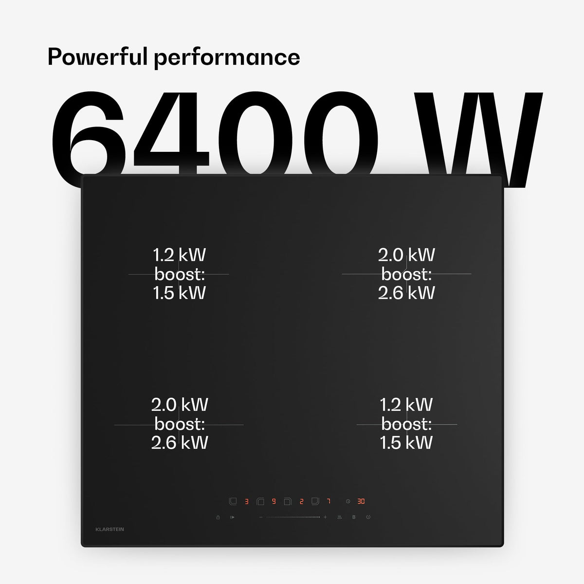 Klarstein Velaire Induction Hob 90 cm – 5 Zone Cooktop 7200W, Touch Slider, 9 Power Levels, 2 Flex Zones, Residual Heat Indicator