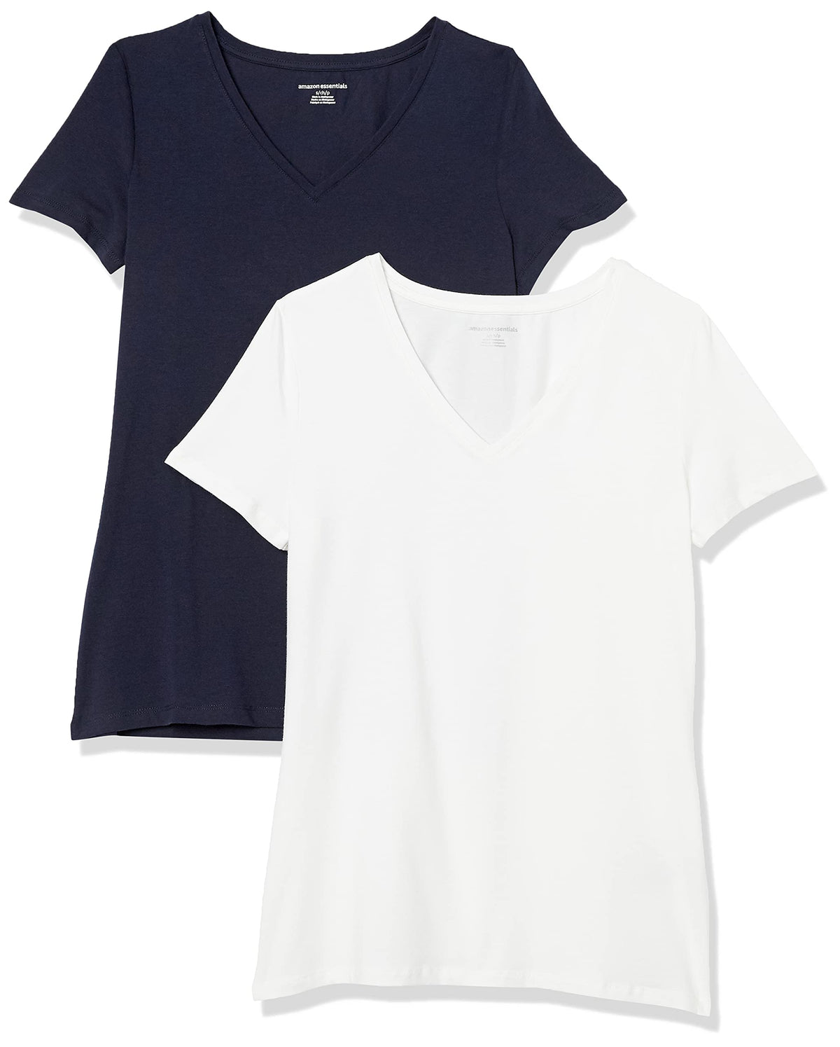Amazon Essentials Women's Regular-Fit Short-Sleeve V-Neck T-Shirt, Multipacks