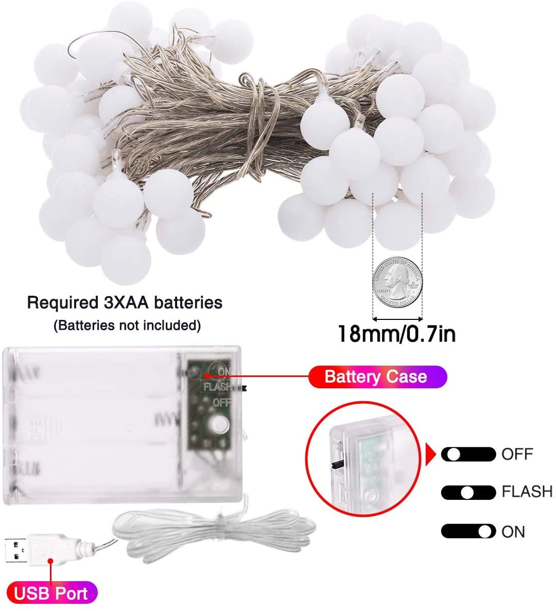 Fulighture Fairy Lights Battery Operated: 5m 16ft 40LED Snowflake