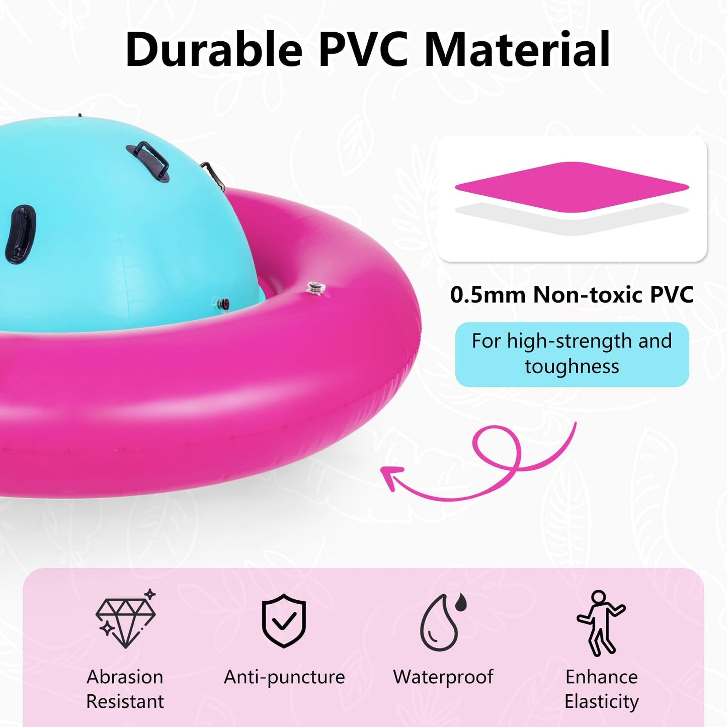 GYMAX 88'' Inflatable Dome Rocker Bouncer, Giant Inflatable Rocking Planet with 6 Handles, Indoor Outdoor Large Blow Up Rocking Ball for 5 Years Old+ Boys Girls, Max Weight 113kg (Pink+Green)