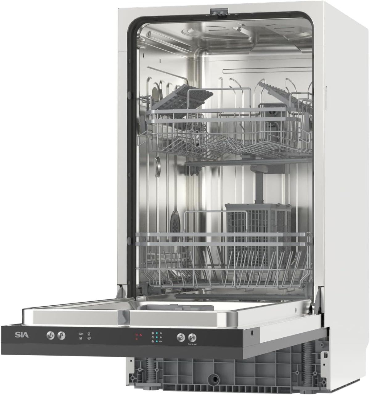 SIA SBID459 Integrated Dishwasher, Slimline 45cm Width, 9 Place Settings, Delay Start, 4 Programs, 29 Minute Quick Wash