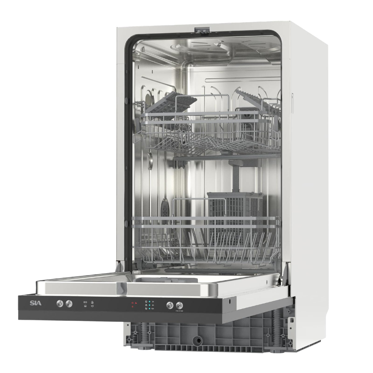 SIA SBID459 Integrated Dishwasher, Slimline 45cm Width, 9 Place Settings, Delay Start, 4 Programs, 29 Minute Quick Wash