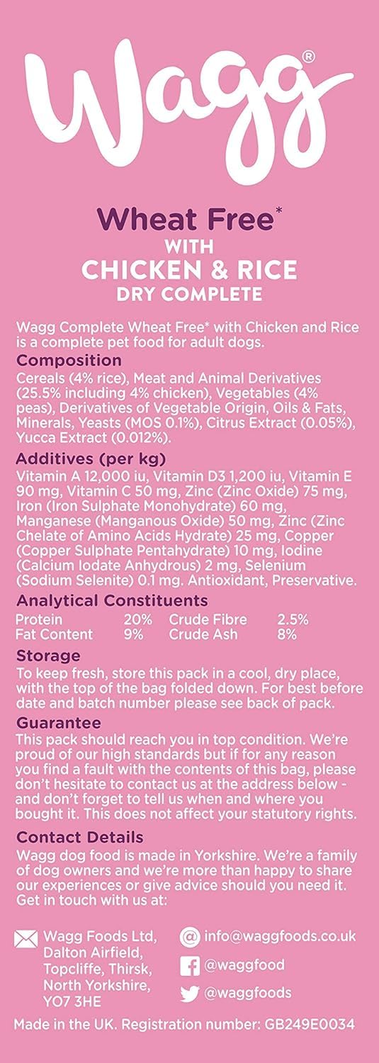Wagg Wheat Free Complete Dry Adult Dog Food Chicken & Rice 12kg
