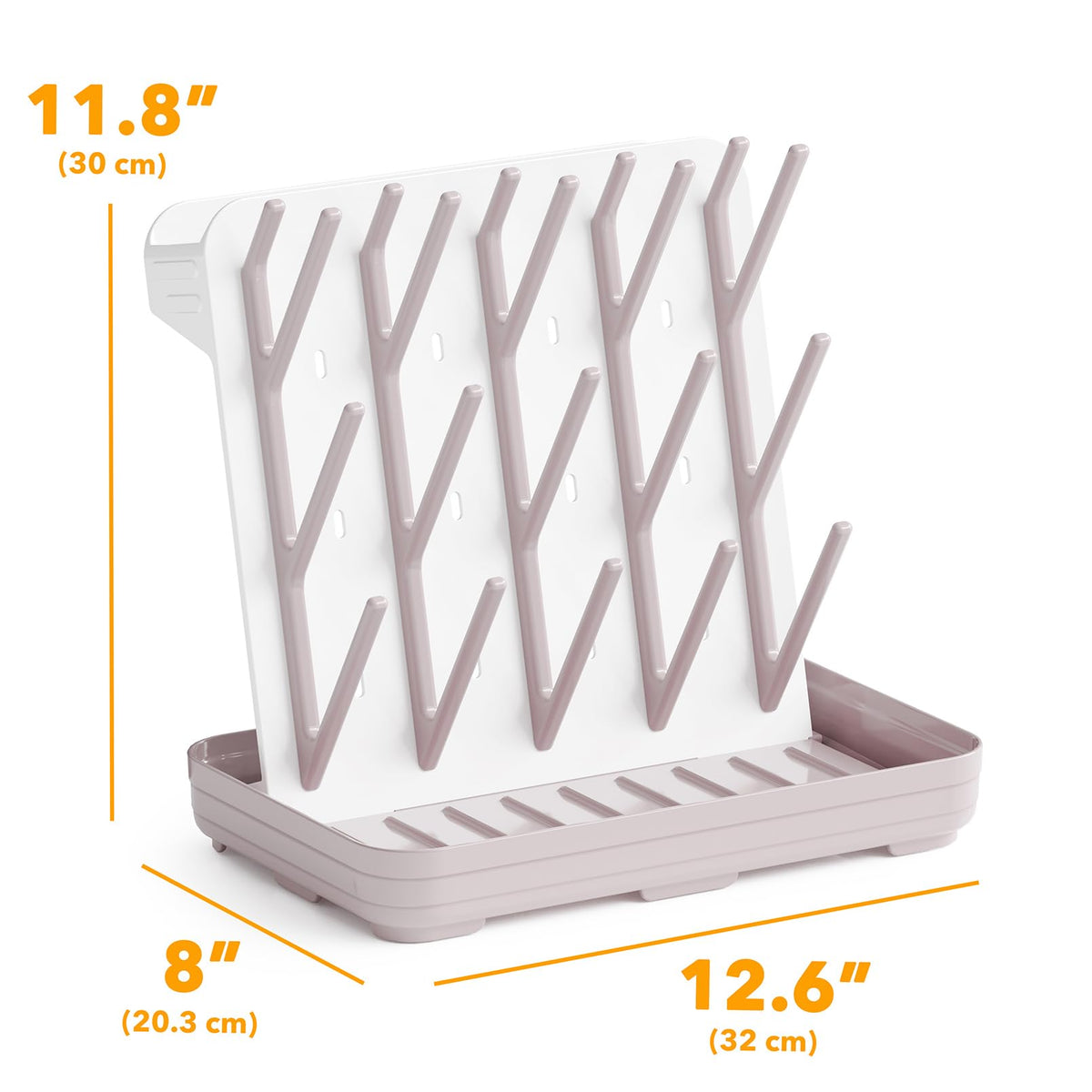 SpaceAid Baby Bottle Drying Rack with 20 Hooks, White and Gray