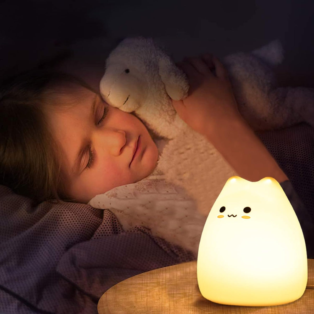 ZKLiLi Cat Night Light for Kids,Cute Night Lamp for Nursery,Squishy Silicone Touch Lights Portable, Gift for Birthday and Christmas for Kids Baby Children (Battery Cat)