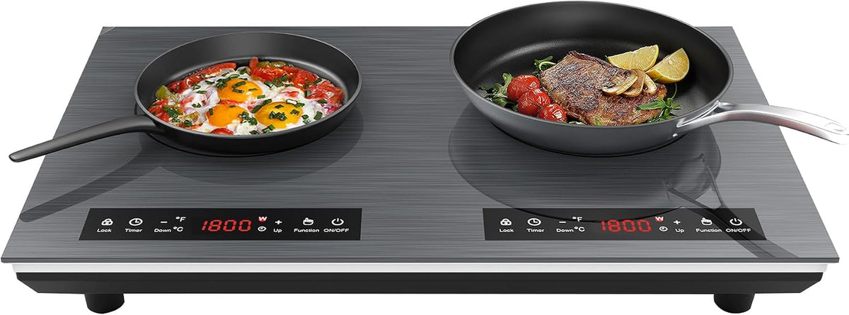 VBGK Portable Ceramic Hob, 2000W Pulg in Single Electric Hob, Portable Electric Hob with Digital LED Touch Controls, 10 Power Levels, 4-Hour Timer, Child Safety Lock, Black