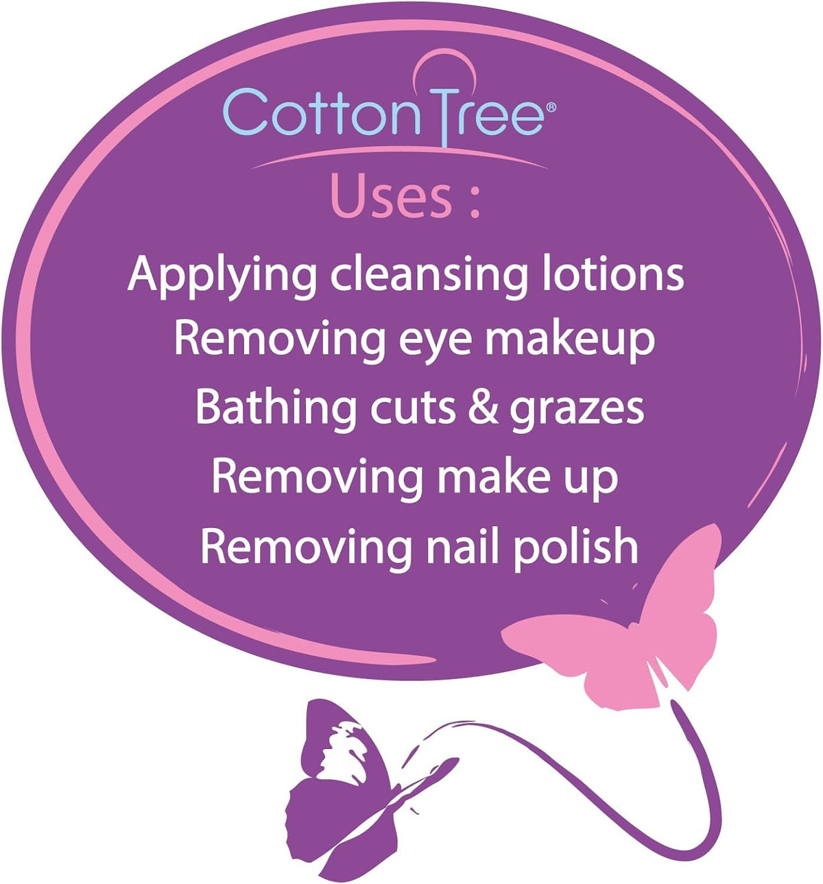 Cotton Tree Cotton Wool Pads – 2 Packs of 80 Soft & Gentle Cotton Pads – Ideal for Makeup Removal & Skincare, Size Small