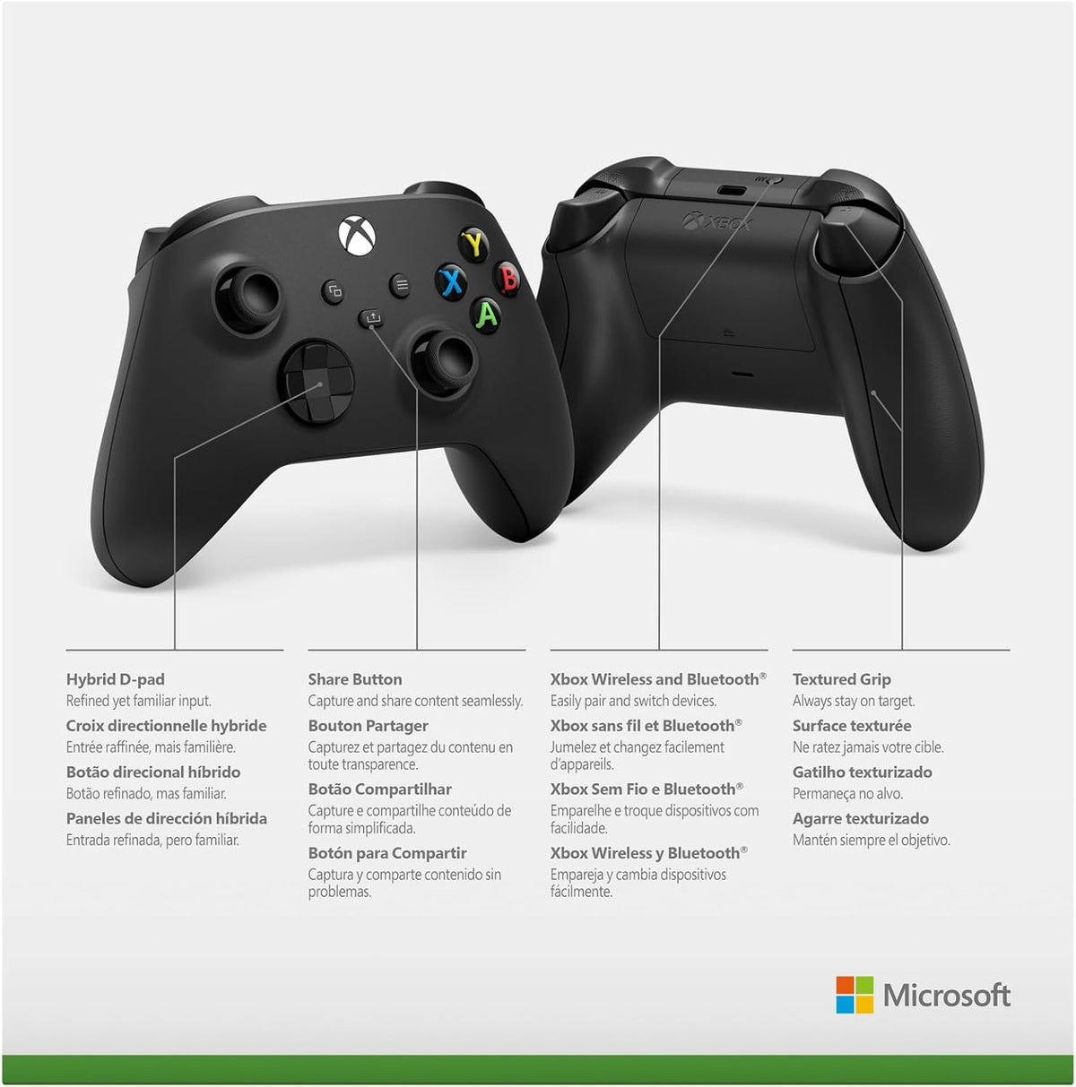 Xbox Wireless Controller – Carbon Black Series X|S, One, and Windows Devices
