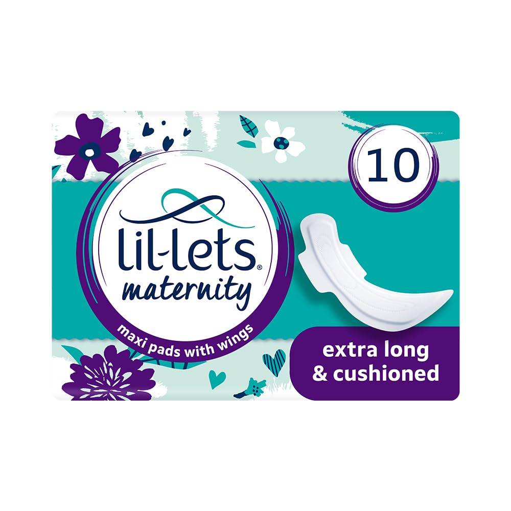 Lil-Lets Maternity Pads, Extra Long Maxi Thick Towels, With Wings, Postpartum/After Birth Essential, 3 Packs of 10 (30 towels), Packing May Vary