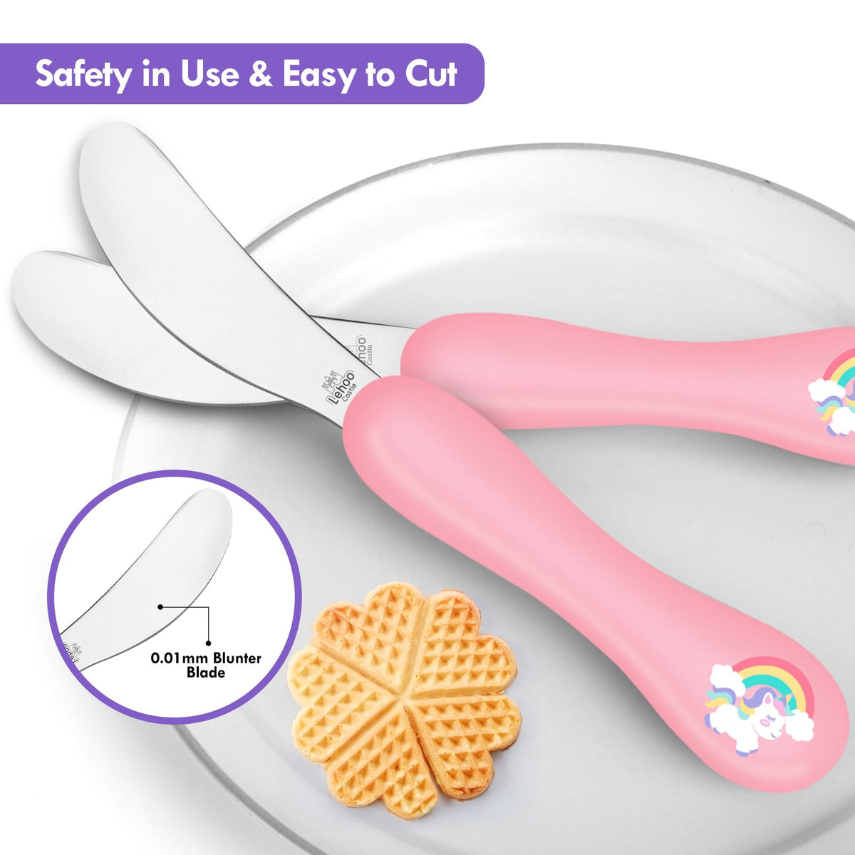 Lehoo Castle Stainless Steel Toddler Cutlery Set, 6-Piece Dinosaur Design