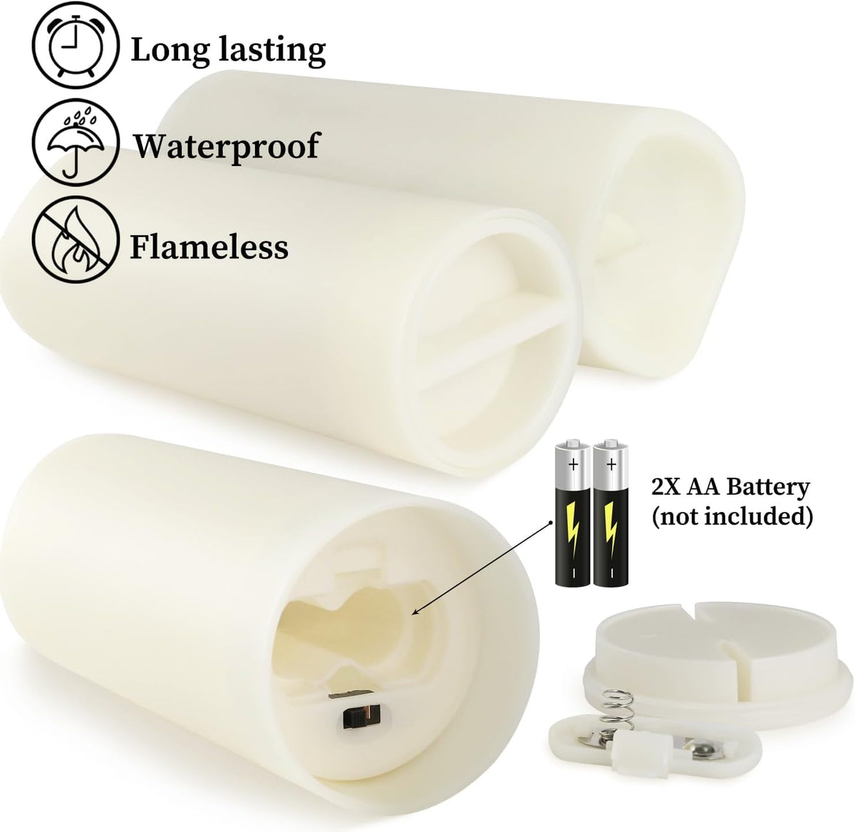 LIVEN Flickering Flameless Candles Battery Operated with Remote,Led Pillar Candles with Realistic Moving Wick Candles for Halloween,Christmas,Home Decor Pack of 12 (D2.2 xH 5" 6" 7")(White)