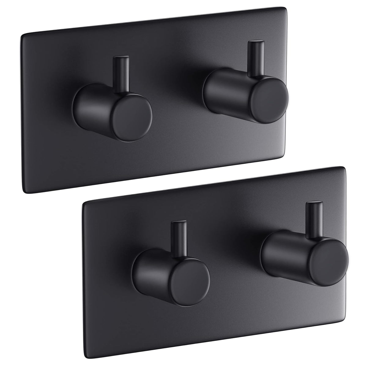Aikzik 6 Pack Self Adhesive Hooks, Stainless Steel Sticky Hook Heavy Duty, Over 8kg Load - Hooks for Hanging for Towel, Coat, Key, Stick on Bathroom, Kitchen, Door and Wall, Black