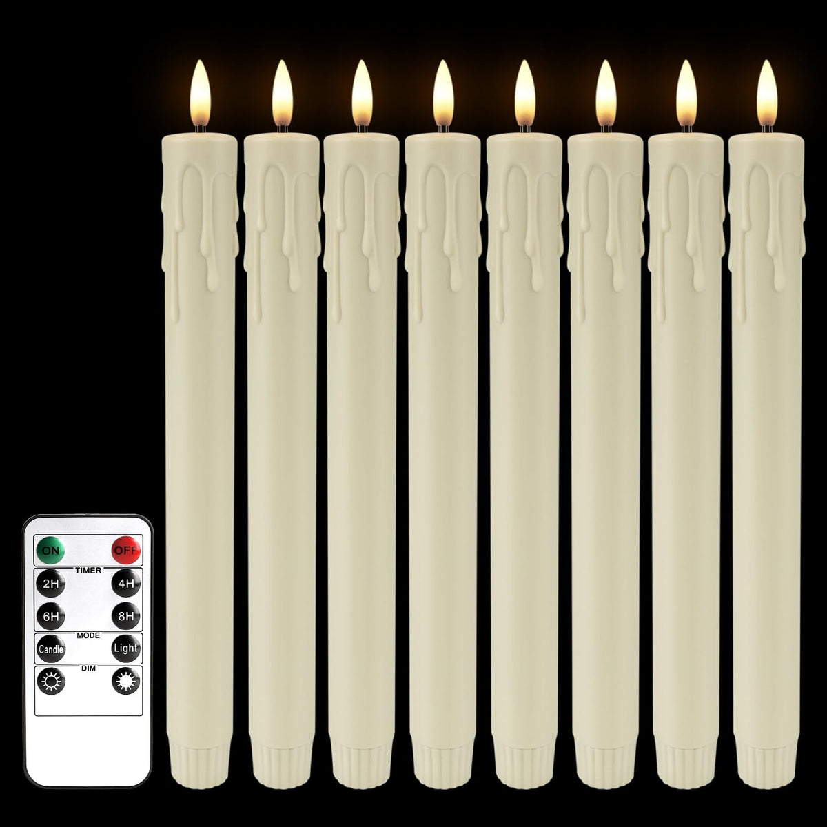 LIVEN Flickering Flameless Candles Battery Operated with Remote,Led Pillar Candles with Realistic Moving Wick Candles for Halloween,Christmas,Home Decor Pack of 12 (D2.2 xH 5" 6" 7")(White)