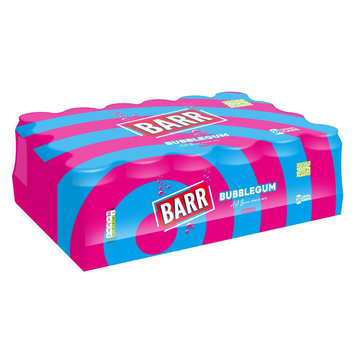Barr Cream Soda Zero Sugar Sparkling Soft Drink, 24 Pack, 330ml Cans